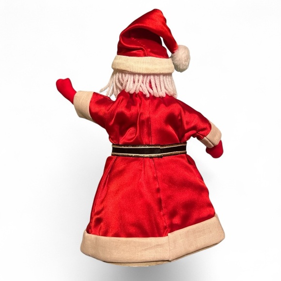 Vintage 1960s Satin Santa Claus Tree Topper Puppet Style Christmas Decoration - Picture 4 of 6